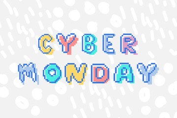 cyber monday pixel art style promotion banner