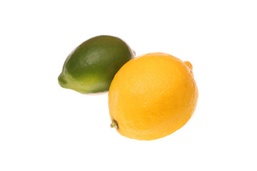 lemon and lime isolated on white background