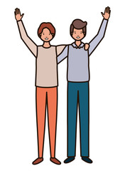 young men with hands up avatar character