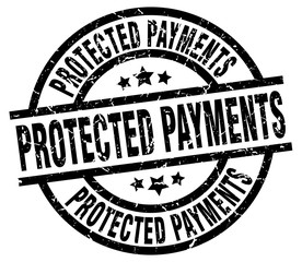 protected payments round grunge black stamp