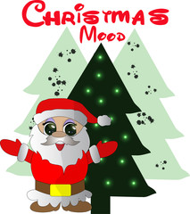 Nice christmas card with Santa Claus and xmas tree