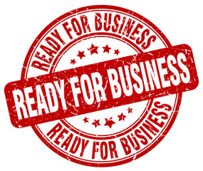 ready for business red grunge round vintage rubber stamp