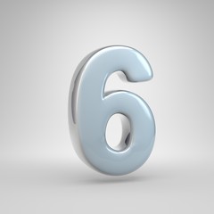 Silver car paint number 6 isolated on white background