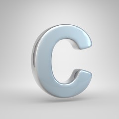 Silver car paint letter C uppercase isolated on white background