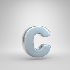 Silver car paint letter C lowercase isolated on white background