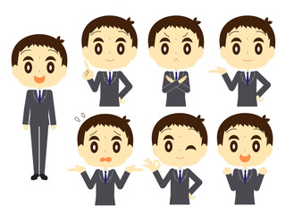 男性会社員表情ポーズ集