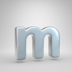 Silver car paint letter M lowercase isolated on white background