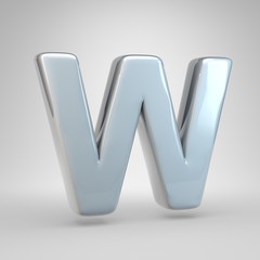 Silver car paint letter W uppercase isolated on white background