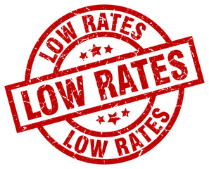 low rates round red grunge stamp