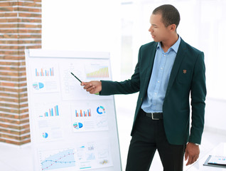 young businessman making presentation of a new financial project