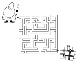 Christams maze color book with Santa Claus