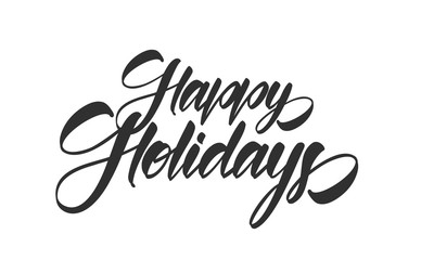 Vector illustration: Handwritten calligraphic type lettering composition of Happy Holidays on white background.