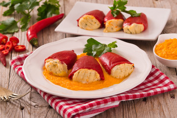 Stuffed piquillo peppers with cod. 