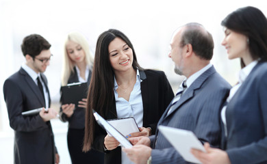 close up.group of business people preparing to start a business meeting