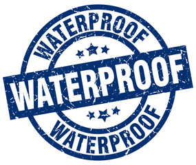 waterproof blue round grunge stamp