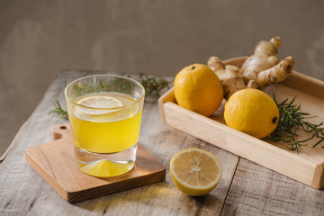 slimming tea with ginger, lemon and vitamins
