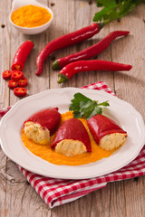 Stuffed piquillo peppers with cod. 