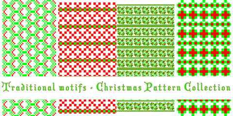 Christmas patterns set - traditional motifs