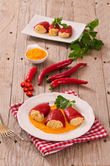 Stuffed piquillo peppers with cod. 