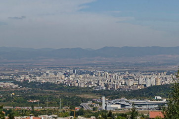 Cityscape of bulgarian capital city Sofia from the top of Vitosha mountain near by Simeonovo, Sofia, Bulgaria, Europe 
