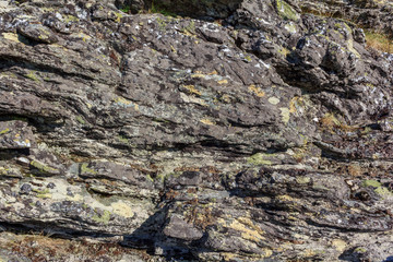 Stone texture of the northern Ural mountains. Rock pattern in nature.
