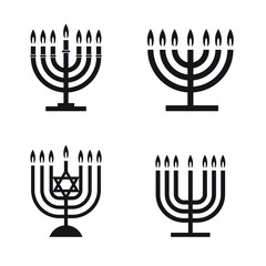 An illustrated set of Menorah signs/symbols