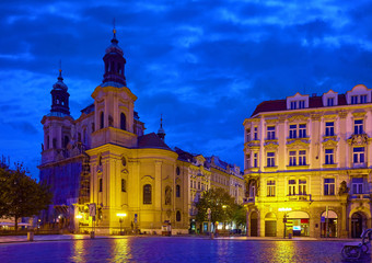 Fototapeta na wymiar Prague, Czech Republic. Saint Nicholas Cathedral at central Old