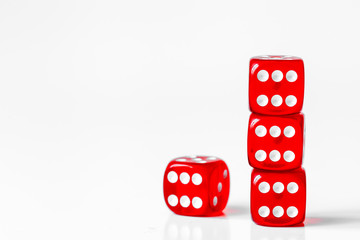 concept luck - dice in row on white background