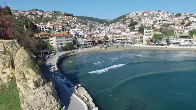 Ulcinj skyline aerial view of old town sea montenegro
