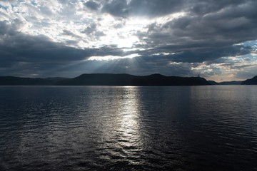 sunset over the lake