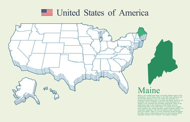 USA map vector, Maine