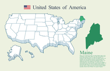 Fototapeta premium USA map vector, Maine