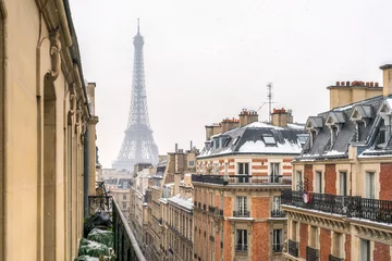 Fototapeten Blick auf den Eiffelturm im Winter, Paris, Frankreich © eyetronic