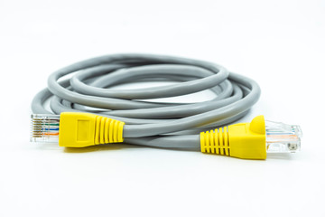 Network cable on white background.