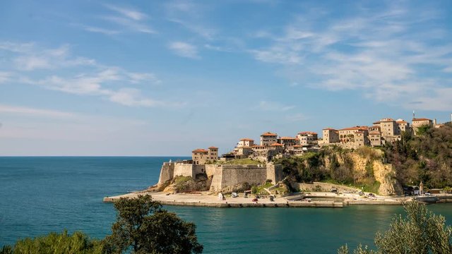 Ulcinj skyline timelapse lapse view of old town montenegro