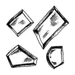 stones big set of sketches vector. isolated objects