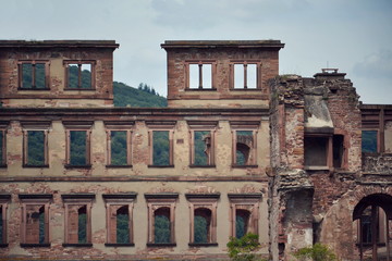 Ruins of the Heidelberg castle, Baden-Wurttemberg, Germany, sunny summer day