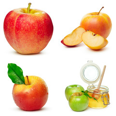 Collage of photos for Jewish New Year Holiday Rosh Hashana isolated on white background