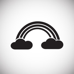 Rainbow in clouds on white background icon