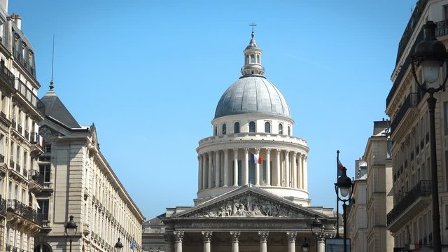 View of Pantheon (originally built as a church dedicated to St. Genevieve, 1758 - 1790, now secular mausoleum). Place du Pantheon. Latin Quarter. Paris, France