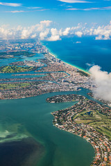 aerial of coastline Miami