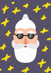 Beautiful senior man bearded in Christmas sweater. Santa Claus wishes Merry Christmas