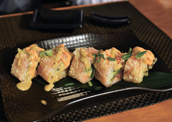 Baked rolls on table in a restaurant