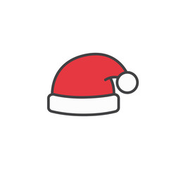 Santa Claus hat icon in flat style isolated on white background.