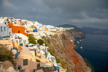 White architecture of Oia village on Santorini island, Greece