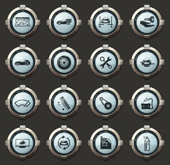 Car shop icons set