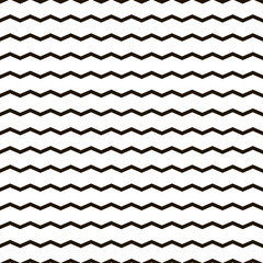 Monochrome seamless background. Abstract geometric vector pattern with horizontal  black zigzag lines on white backdrop. EPS10