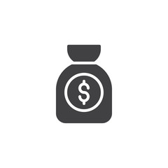 Money bag vector icon. filled flat sign for mobile concept and web design. Dollar sack simple solid icon. Symbol, logo illustration. Pixel perfect vector graphics