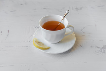 Cup of tea with lemon.
