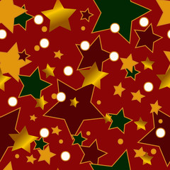  Seamless pattern on the new year theme. Christmas pattern of glittering and colored stars for gift paper.